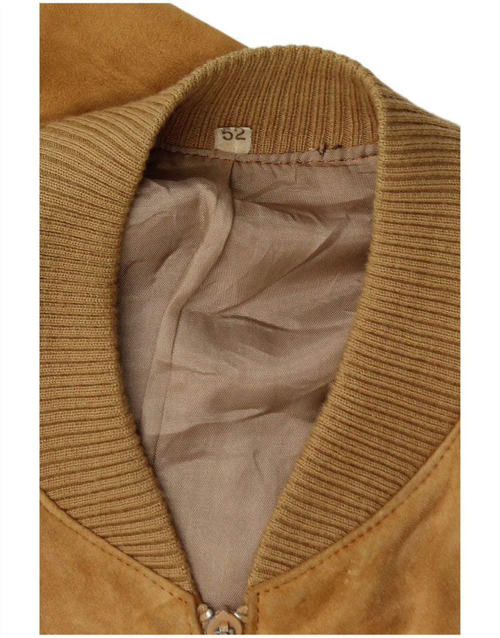Veste Bomber En Daim Vintage Homme IT 52 XL Beige