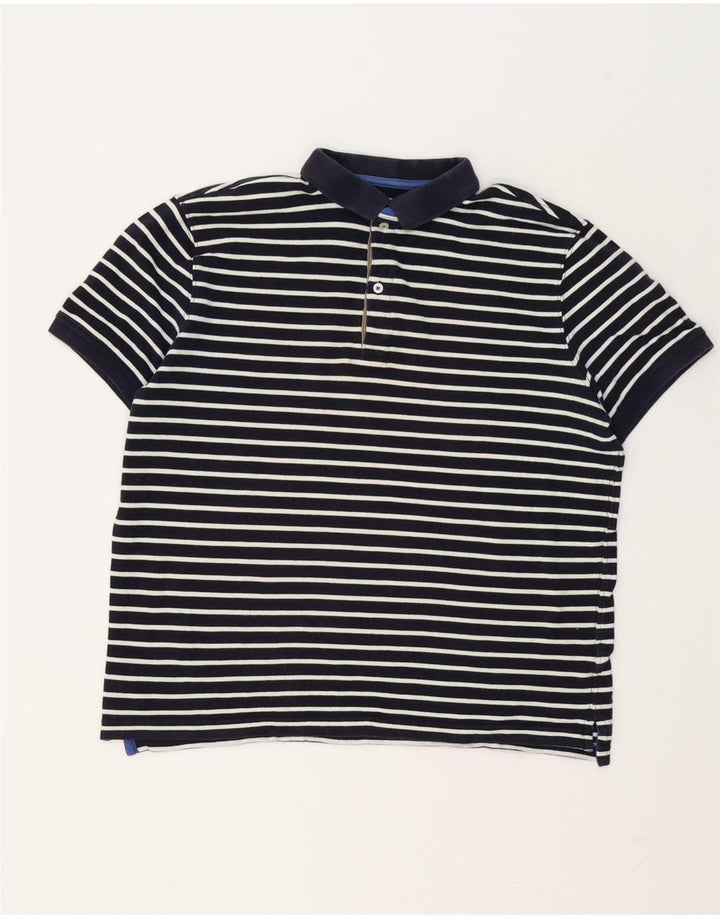 Massimo Dutti Polo Homme Large Bleu Marine Rayé