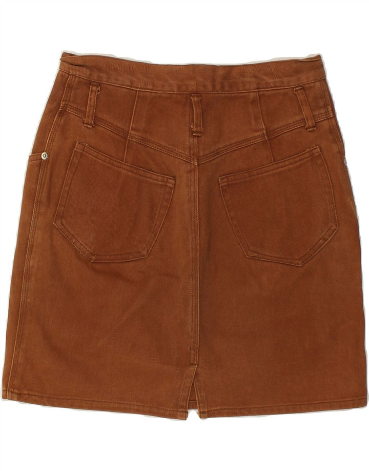 VINTAGE Jupe en jean femme EU 40 Moyen W28 Coton Marron