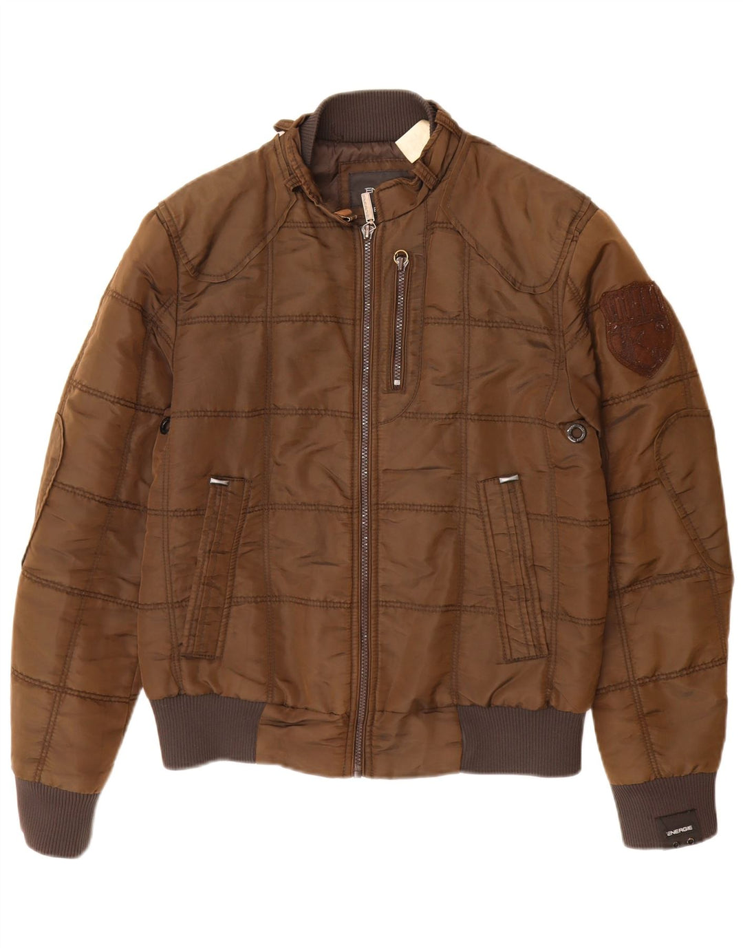 ENERGIE Veste Bomber Homme UK 38 Marron Moyen Polyamide