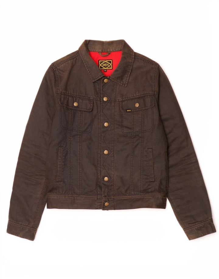 Obey Veste en coton ciré pour femme UK 14 Coton marron moyen
