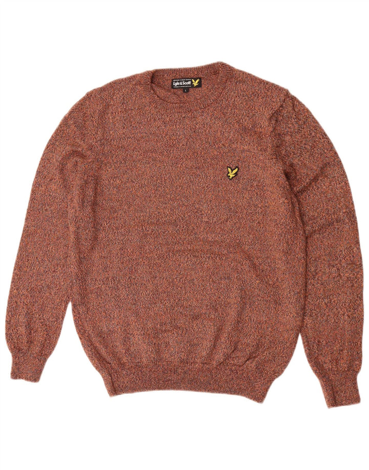 Lyle & Scott Pull à col rond pour homme en laine mouchetée marron