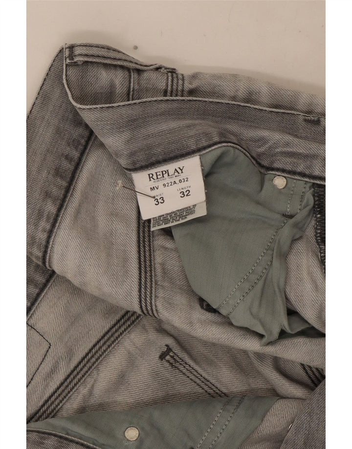 Replay Jean droit effet vieilli W33 L32 gris coton pour homme