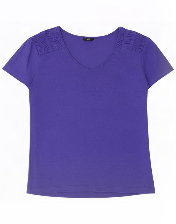M&Co T-Shirt Femme Top UK 14 Large Bleu Coton