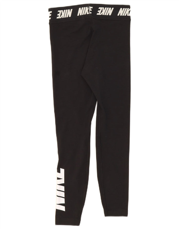 NIKE Womens Graphic Leggings UK 12 Medium  Black Cotton