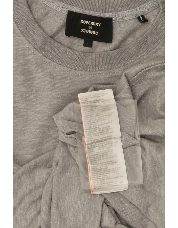 Superdry Homme T-Shirt Top Large Gris Moucheté Coton
