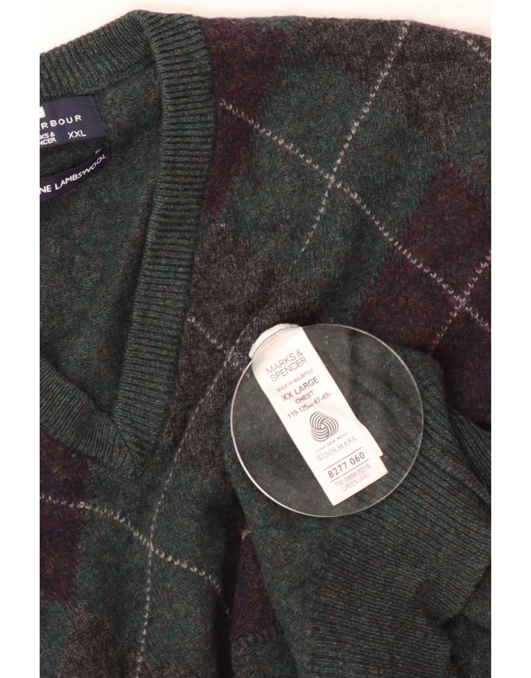 Marks & Spencer Pull à col en V Blue Harbour pour homme 2XL Vert