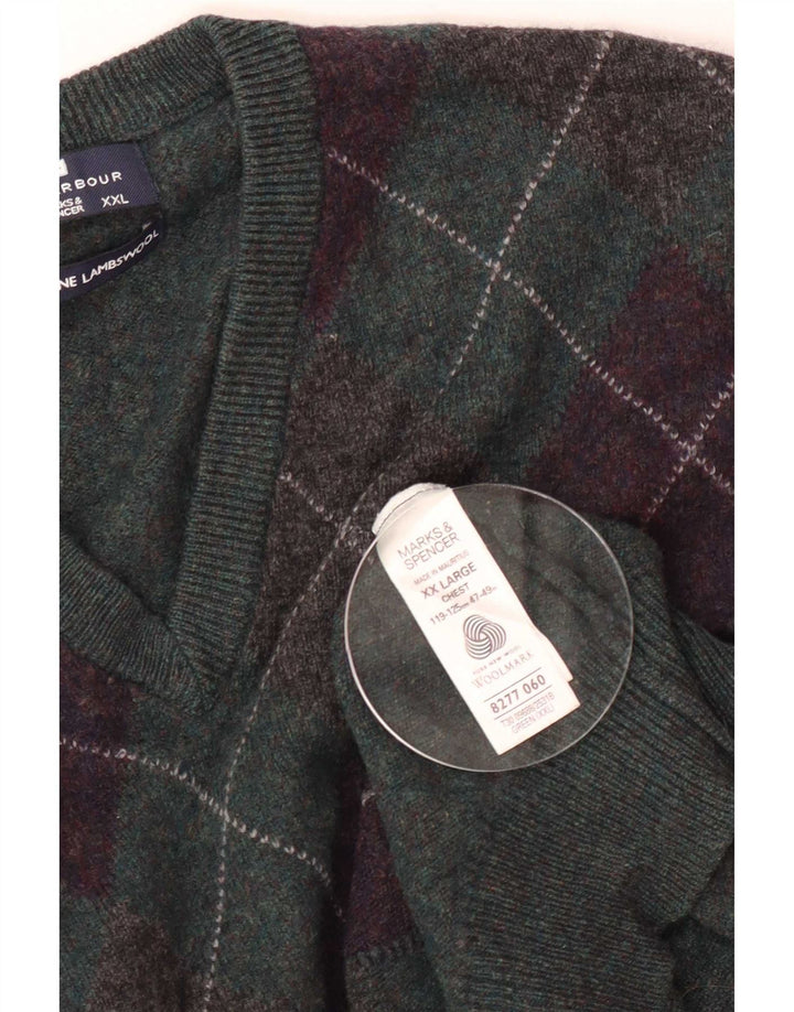 Marks & Spencer Pull à col en V Blue Harbour pour homme 2XL Vert