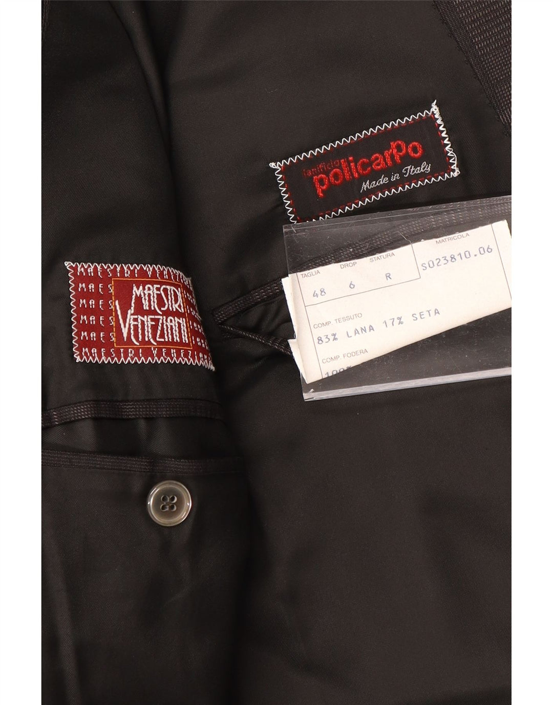 POLICARPO Veste blazer coupe classique pour homme IT 48 à carreaux noirs moyens