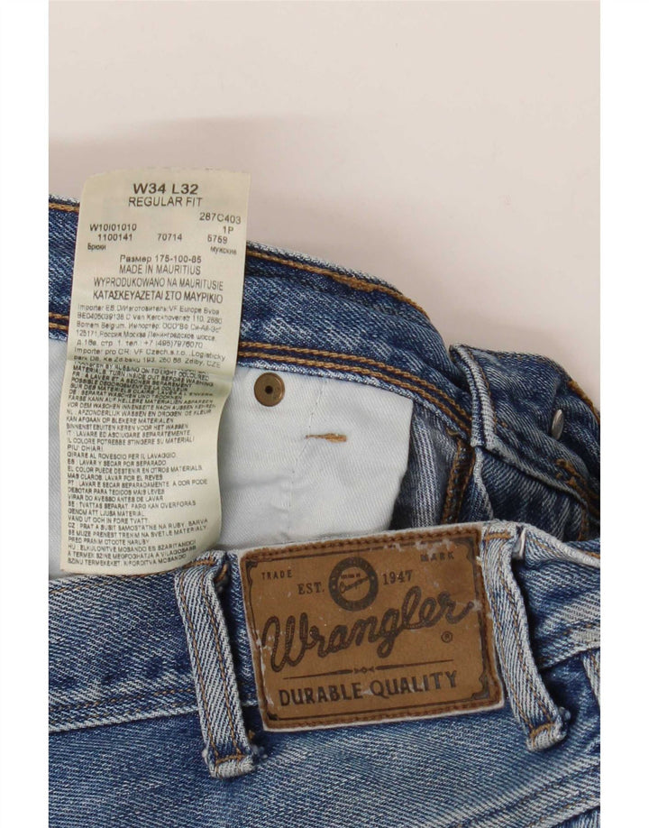 Wrangler Jean droit coupe régulière pour homme W34 L32 bleu coton