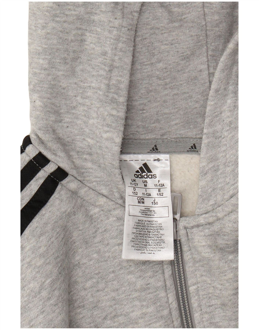 ADIDAS Pull à capuche zippé garçon 11-12 ans Gris Moucheté Coton