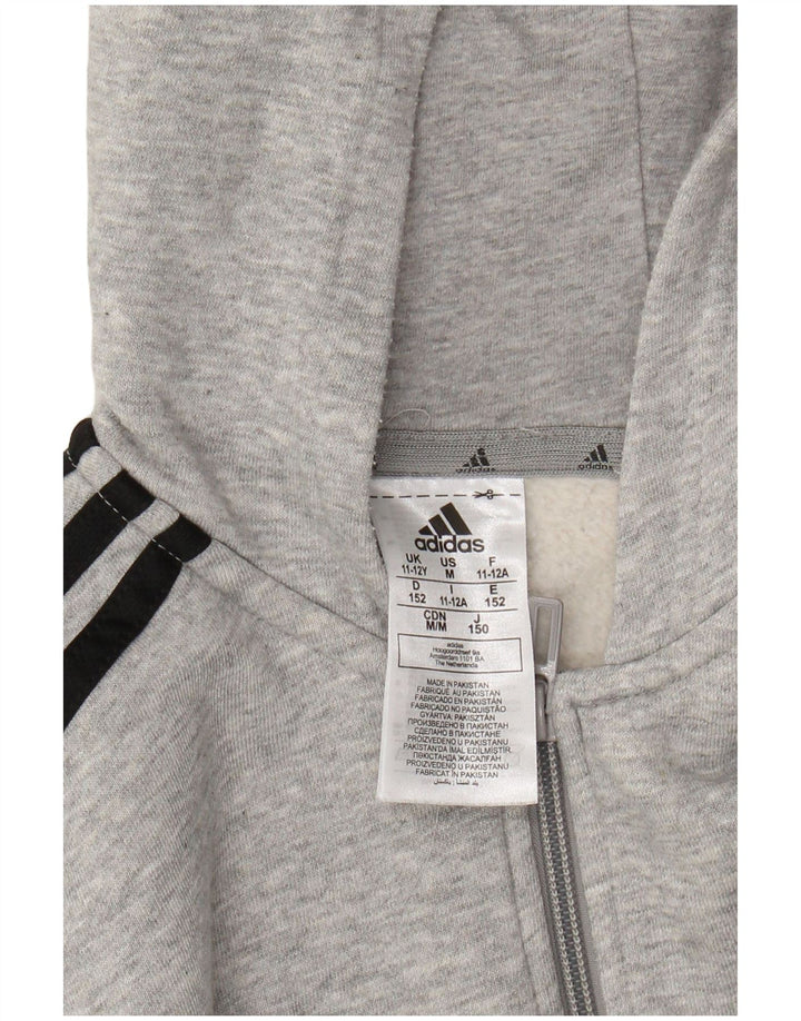 ADIDAS Pull à capuche zippé garçon 11-12 ans Gris Moucheté Coton