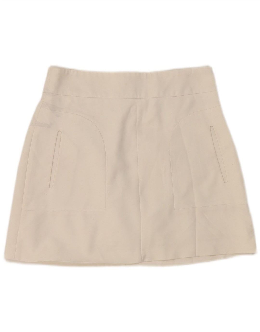Zara Femme Mini Jupe Moyenne W28 Coton Blanc