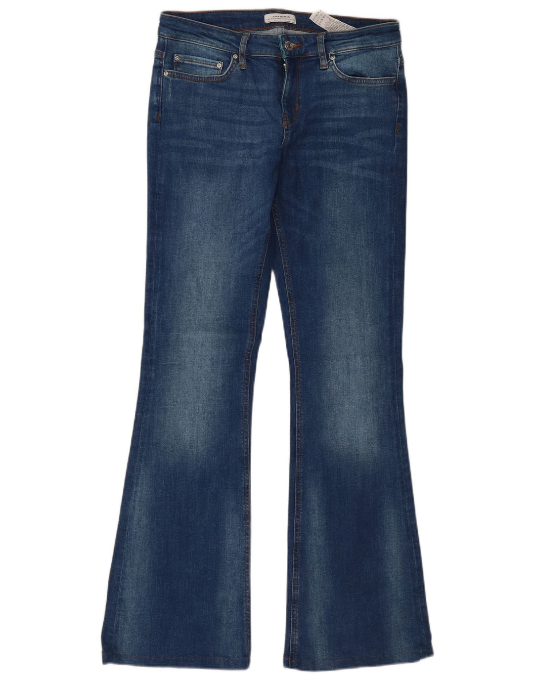 Zara Jean évasé pour femme EU 38 Small W28 L32 Bleu Coton