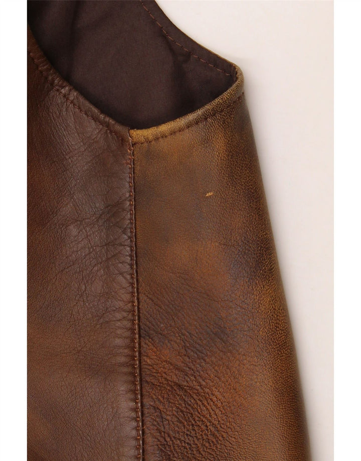 gilet en cuir homme vintage cuir marron moyen