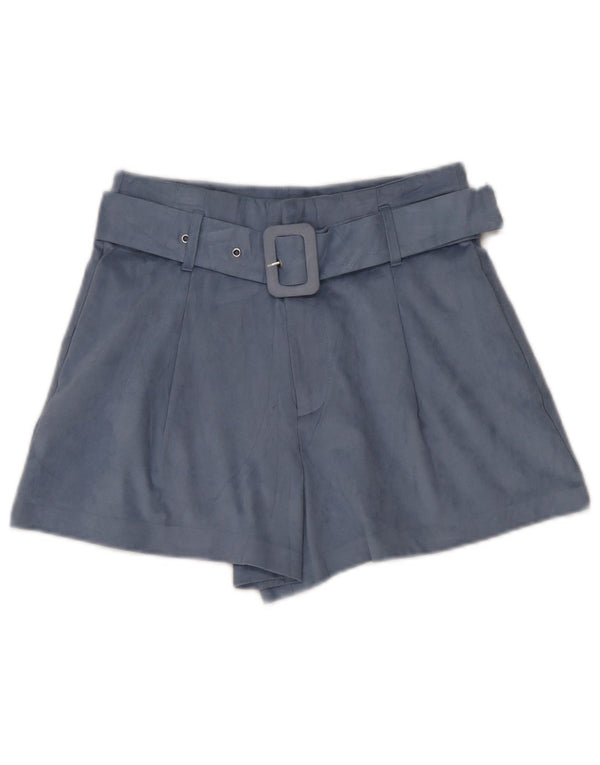 Zara Short décontracté taille haute à jambe large pour femme Petit W26 Bleu Polyester