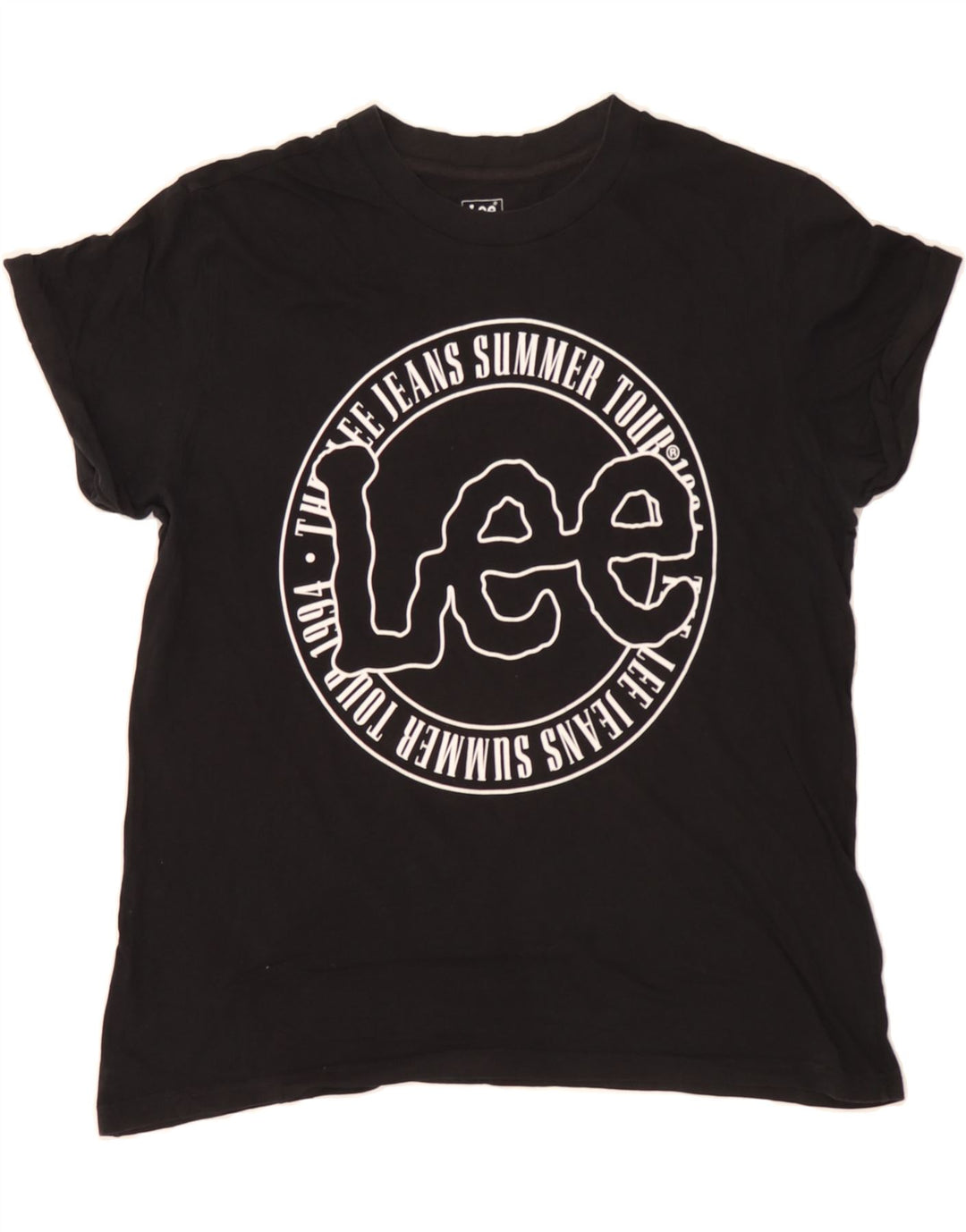 LEE Womens Oversized Graphic T-Shirt Top UK 10 Small Black Cotton Vintage Lee and Second-Hand Lee from Messina Hembry 