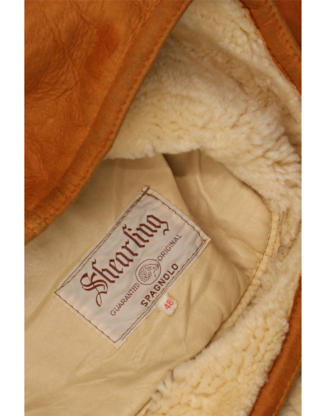 veste en peau de mouton vintage pour hommes IT 48 Brun moyen