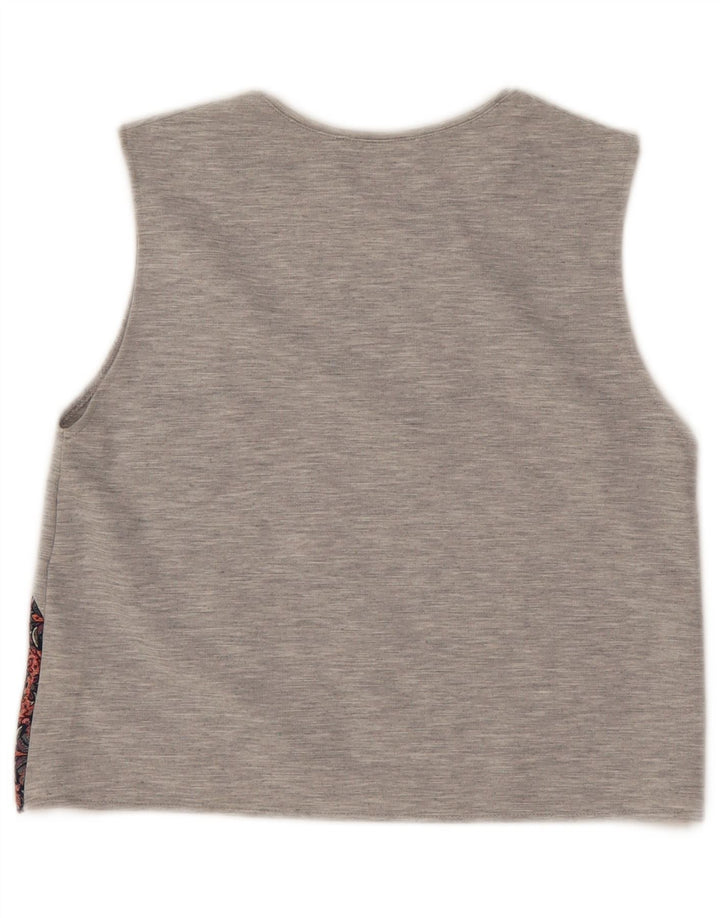 Zara Womens Crop Vest Top UK 10 Petit Gris Floral Polyester
