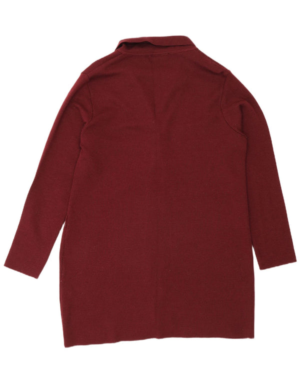 Zara Womens Longline Cardigan Sweater UK 16 Large Bourgogne Laine