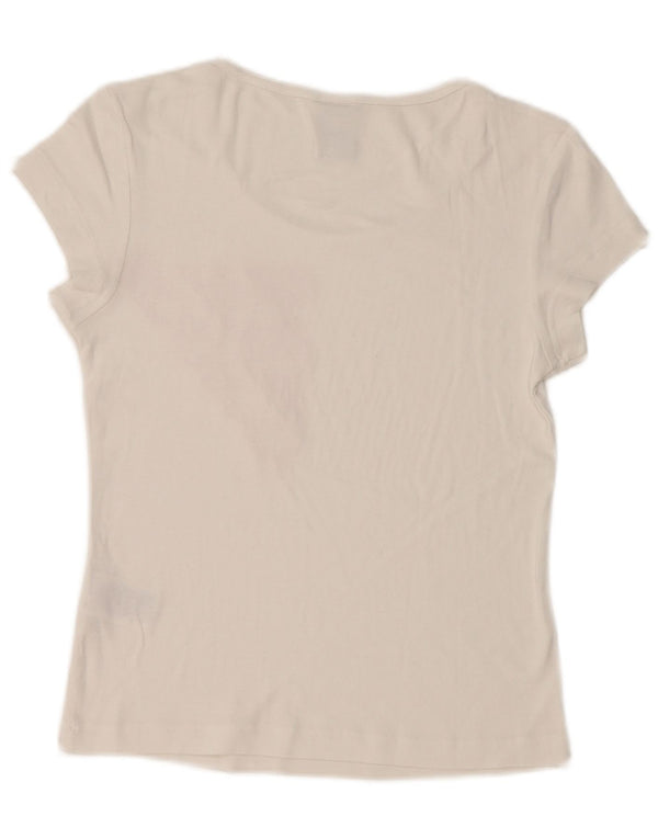Adidas T-shirt graphique pour femme UK 14 en coton blanc moyen