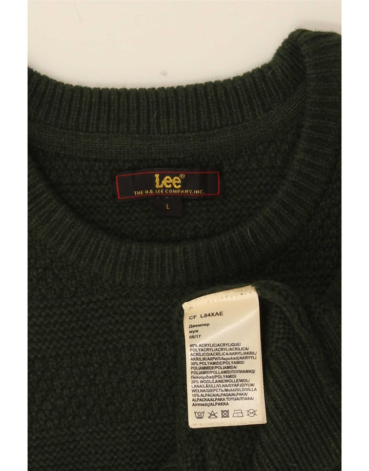 Lee Pull à col rond pour homme, grand, vert, acrylique