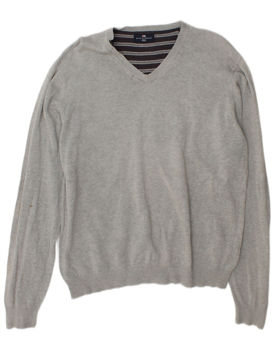 Marks & Spencer Pull à col en V Blue Harbour pour hommes, grand coton gris