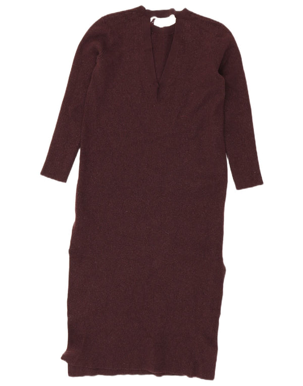 Cos Robe pull à manches longues pour femme UK 10 Petite laine bordeaux