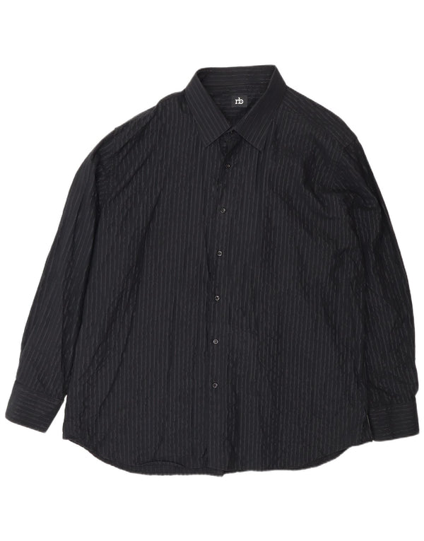 Roccobarocco Chemise Homme Taille 49 2XL Noir Pinstripe Coton Classique