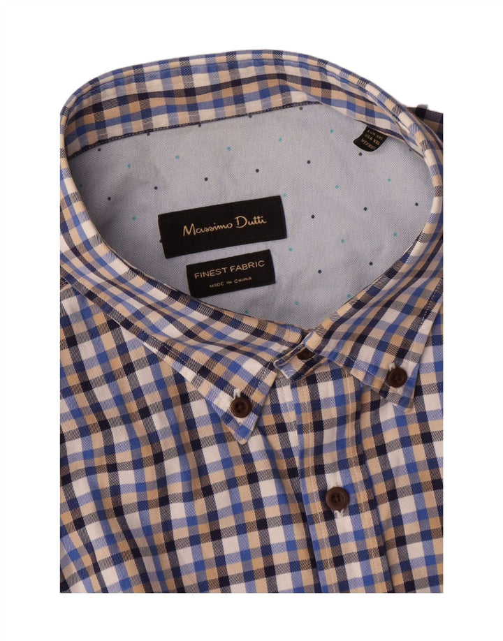 Massimo Dutti Chemise Homme 2XL Bleu Carreaux
