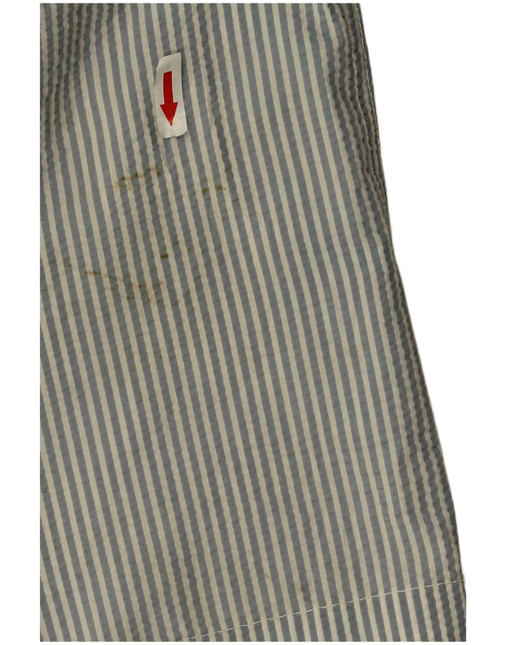 Zara Short de bain homme en polyester à fines rayures bleu moyen