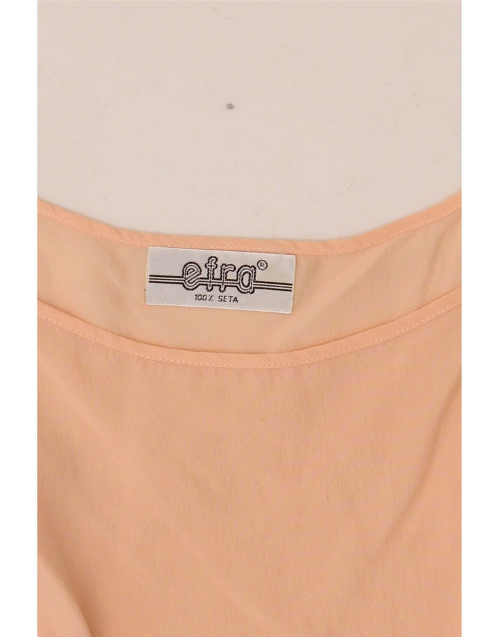 vintage Femme Blouse Sans Manches Top UK 12 Soie Rose Moyenne