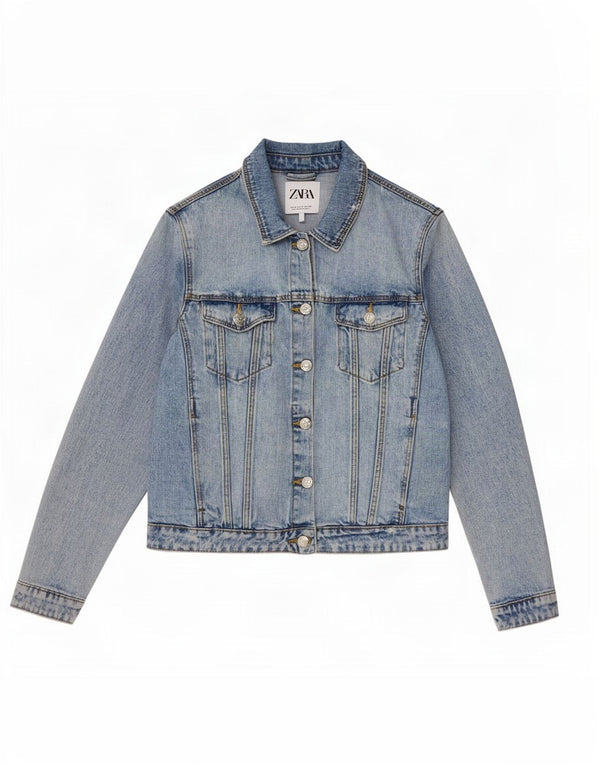 Zara Veste en jean pour femme UK 10 Petit Bleu