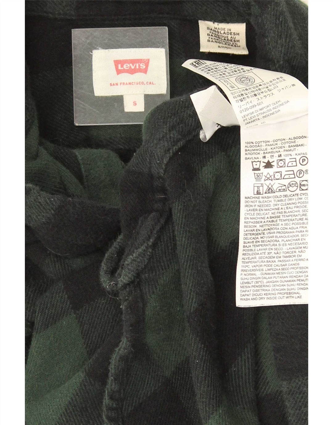 Levi's Chemise Flanelle Homme Petit Vert Vichy Coton