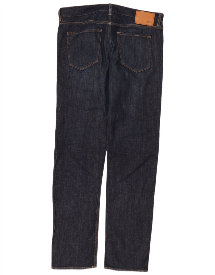 HUGO BOSS Jean Droit Homme W34 L34 Bleu Marine Coton