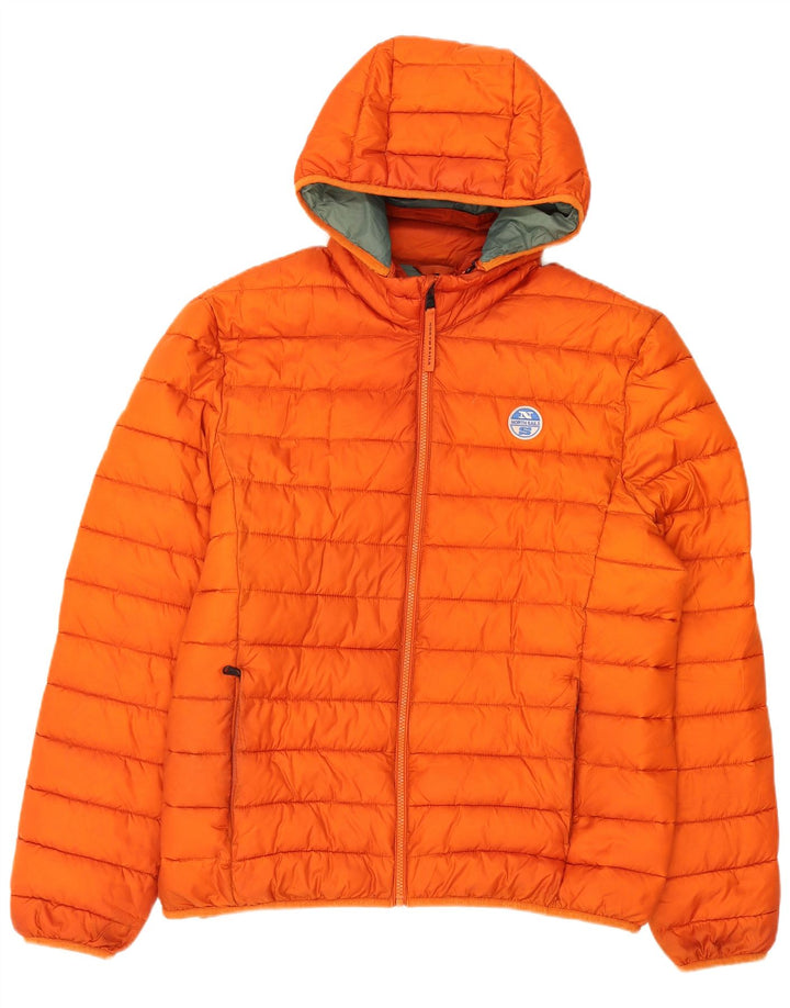 North Sails Veste matelassée à capuche pour homme UK 40 Large Orange Polyester