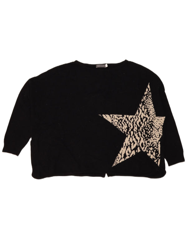 MINT VELVET Pull graphique à col bateau pour femme UK 16 Large Noir