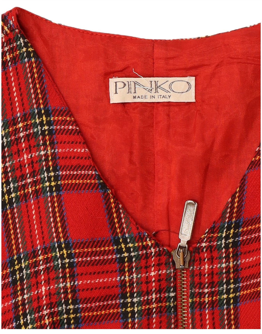 Pinko Robe trapèze sans manches pour femme UK 42 à carreaux rouges moyens