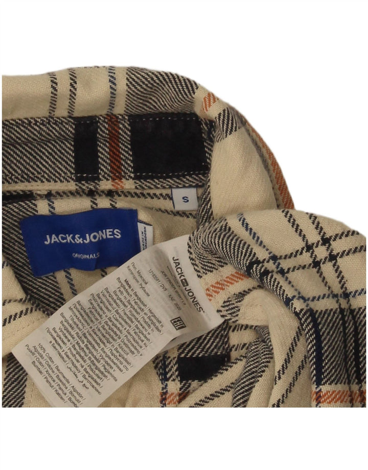 Jack & Jones Chemise Regular Fit En Flanelle Petit Carreau Beige En Coton