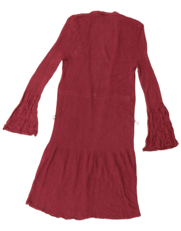 Missoni Womens Longline Open Cardigan Sweater UK 10 Petite laine bordeaux