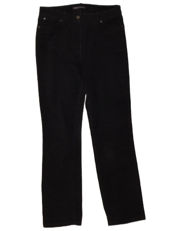Marks & Spencer Pantalon droit en velours côtelé pour femme UK 10 Small W30 L29 Noir