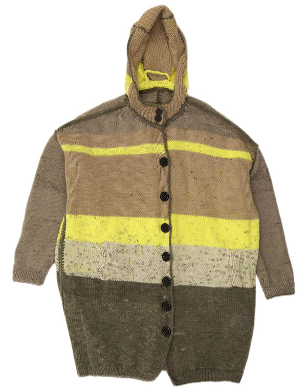 vintage Femmes Surdimensionné Longline Cardigan Pull UK 20 2XL Multicolore