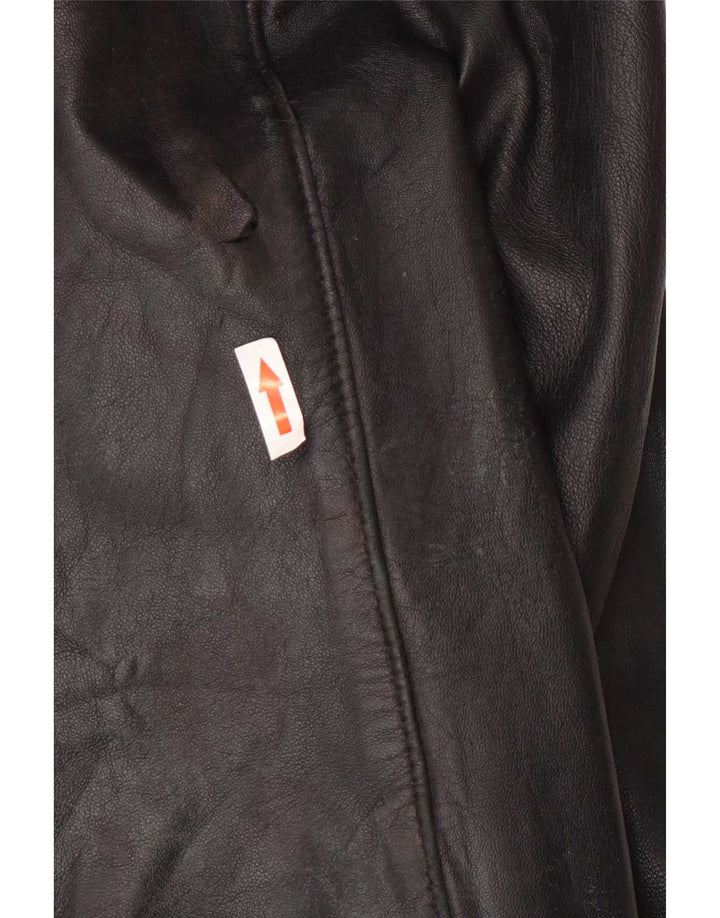 Kiros Manteau en cuir surdimensionné à capuche pour femme IT 48 XL Noir