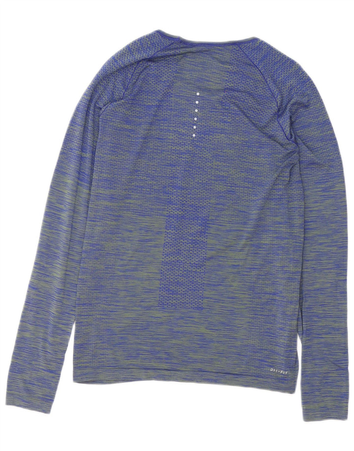 Nike Haut Dri Fit à manches longues pour femme UK 12 Bleu moyen rayé