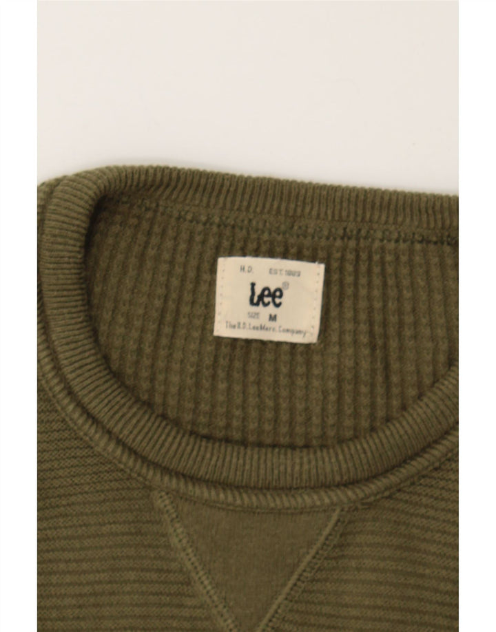 LEE Mens Crew Neck Jumper Sweater Medium Khaki Cotton Vintage Lee and Second-Hand Lee from Messina Hembry 