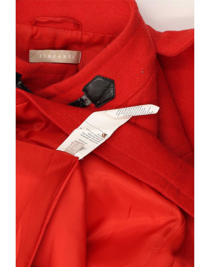 Stefanel Duffle Jacket À Capuche Femme IT 48 XL Rouge Laine Vierge