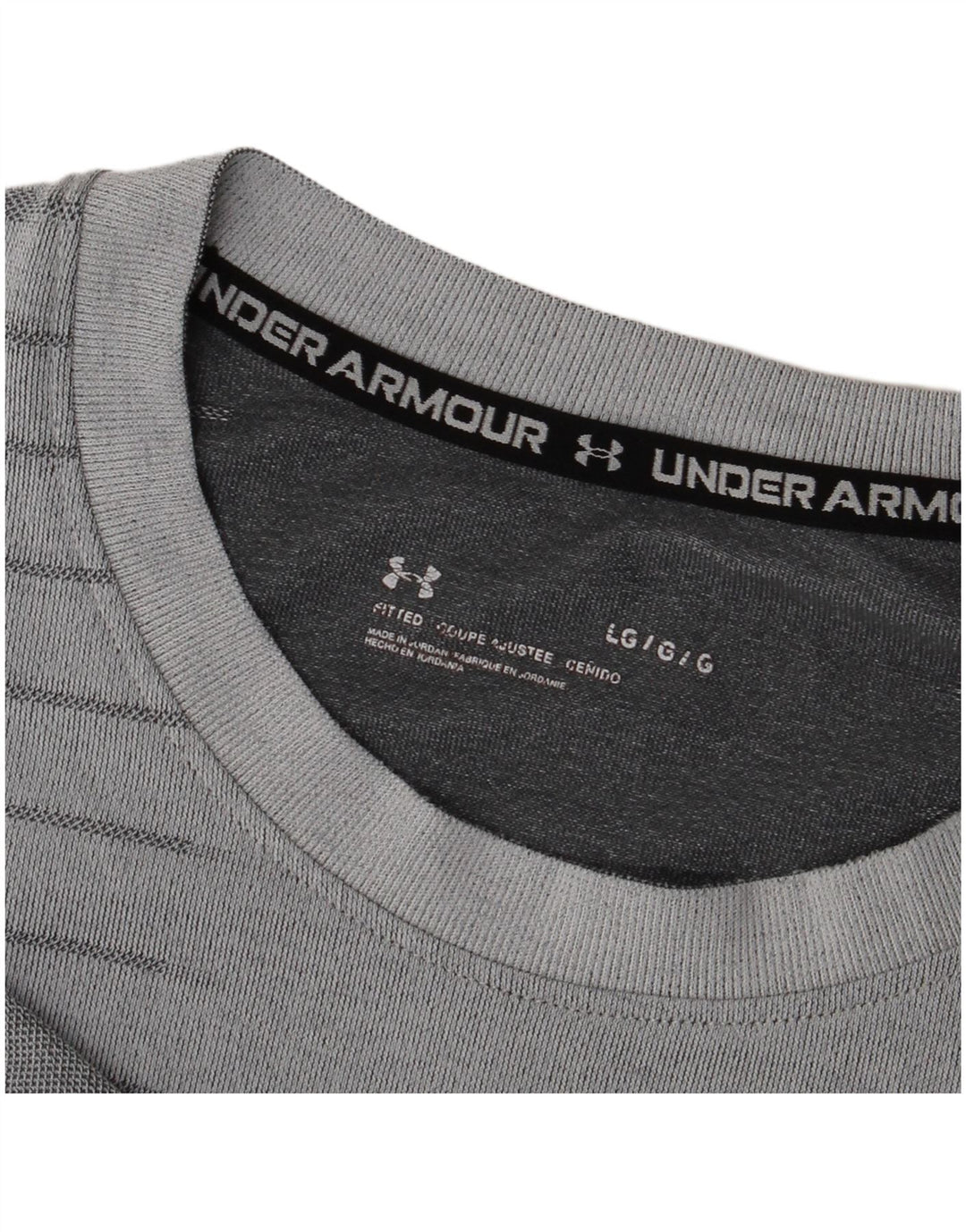 Under Armour T-Shirt Graphique Homme Large Gris Rayé