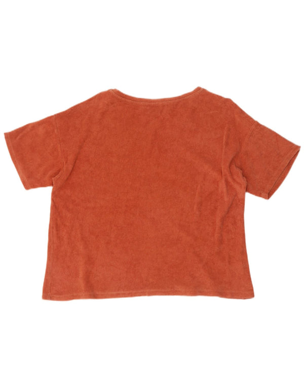 Zara T-shirt en velours pour femme UK 14 Orange moyen
