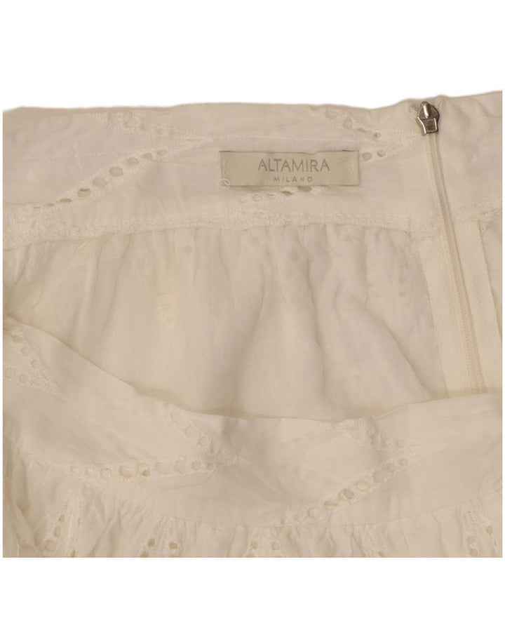 ALTAMIRA Femmes Milano Jupe A-ligne W30 Moyen Blanc Géométrique