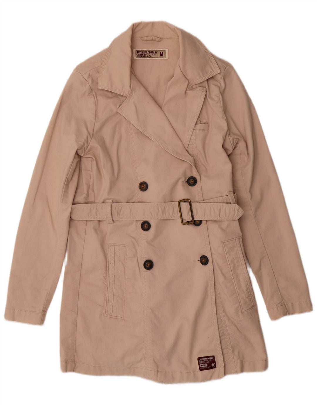 Superdry Trench Coat Femme UK 14 Coton Beige Moyen